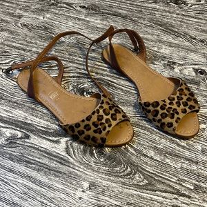 Seychelles leopard print ankle strap flat sandal